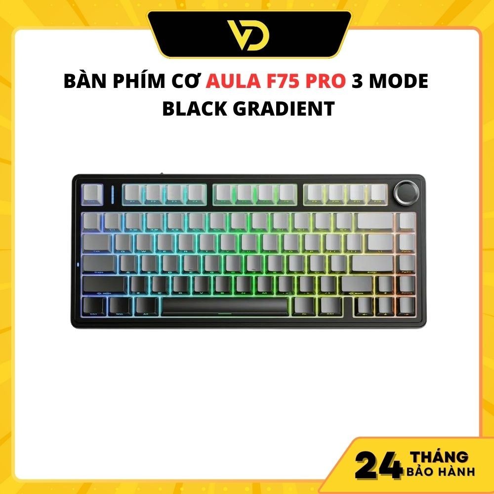BÀN PHÍM CƠ AULA F75 PRO 3 MODE BLACK GRADIENT - REAPER SW