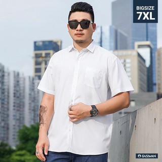Áo Sơ mi BIGSIZE (80-150kg) tay ngắn trắng có túi trước ngực, thanh lịch, sang trọng, chuẩn phom Bigsize - GASIMAN