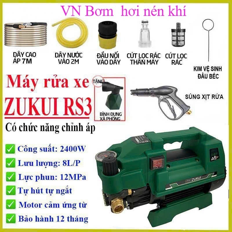 MÁY RỬA XE MINI OSAKA RS3 2400 dây đồng 100% mẫu mới /bảo hành 12 tháng vn Bơm hơi nén khí