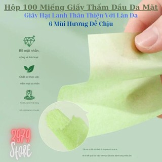 Hộp 100 miếng giấy thấm dầu da mặt 6 mùi hương dễ chịu