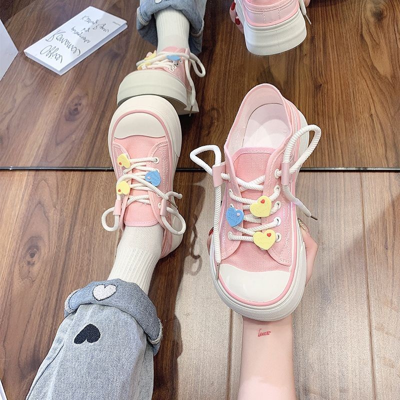 Yuewen Mango Ngón Chân Hợp Thời Trang Giày Vải Nữ Thấp Giày Trắng Nữ