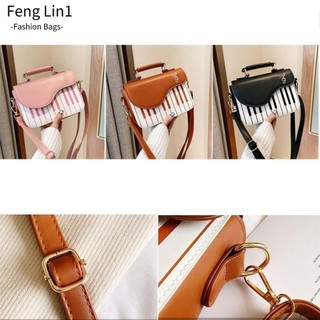 Túi đeo vai FENGLIN, Túi xách nhỏ đa năng ghi chú đàn Piano, Túi đeo chéo tương phản màu PU dung tích lớn dành cho nữ