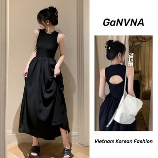 Váy trễ vai Đầm maxi dáng dài Váy babydoll Váy dài thắt eo cao cấp cổ điển kiểu Pháp váy liền rỗng lưng thiết kế không tay