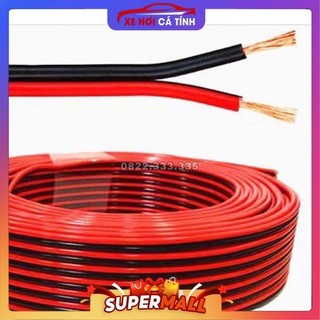 Dây điện đôi lõi mạ đồng, vỏ đỏ đen dùng nối loa dây đèn led, dây loa, dây điện độ chế 26awg 24awg 22awg