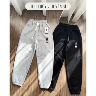 Combo 2 quần nỉ jogger bo ống hình gấu