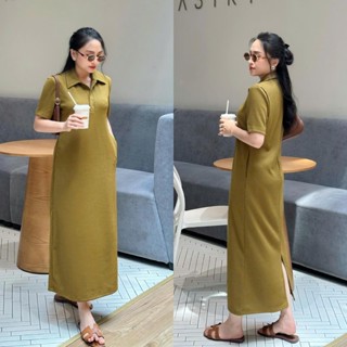 Váy Đầm Nữ Suông Dáng Dài Cổ Polo Tay Ngắn Chất Thun Tăm Nhí - (Bigsize 40-85kg) Thời Trang