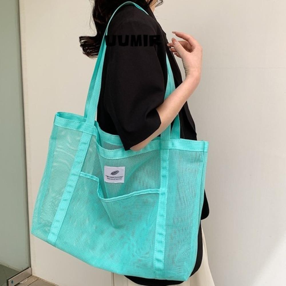 UUMIR Túi đi biển du lịch, Túi đeo vai lưới trong suốt khô nhanh, Túi tắm bơi lội thông thường mua sắm bằng lưới di động dành cho nữ