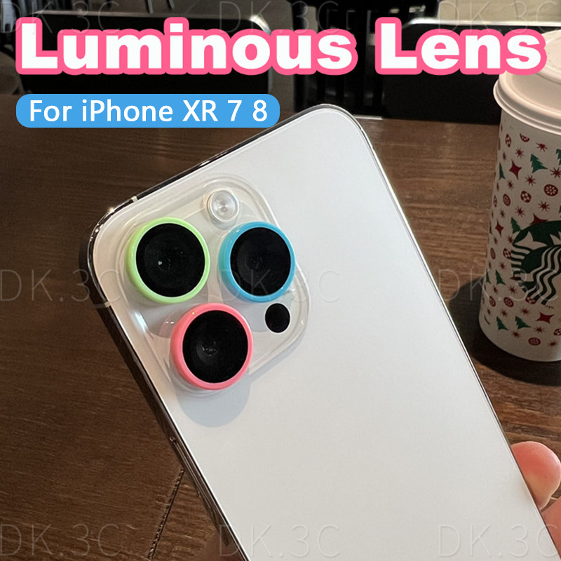 Dành Cho iPhone XR 7 8 Gốm Sứ Dạ Quang Bảo Vệ Ống Kính Máy Ảnh Cho iPhone XR 7 8 Đèn Bảo Vệ Ống Kính