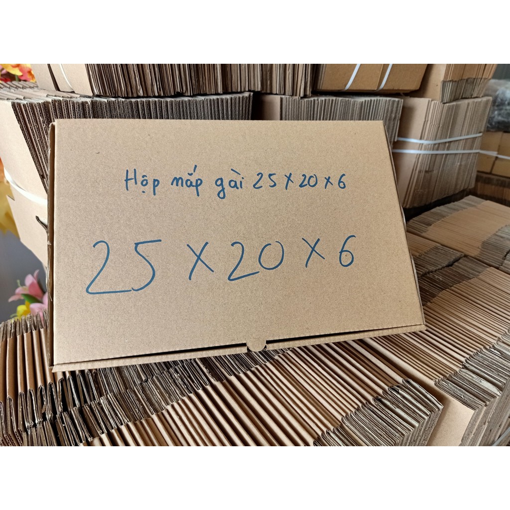 25x20x6 combo 50 hộp carton nắp gài, nắp cài đóng hàng, hộp pizza, hộp quần áo