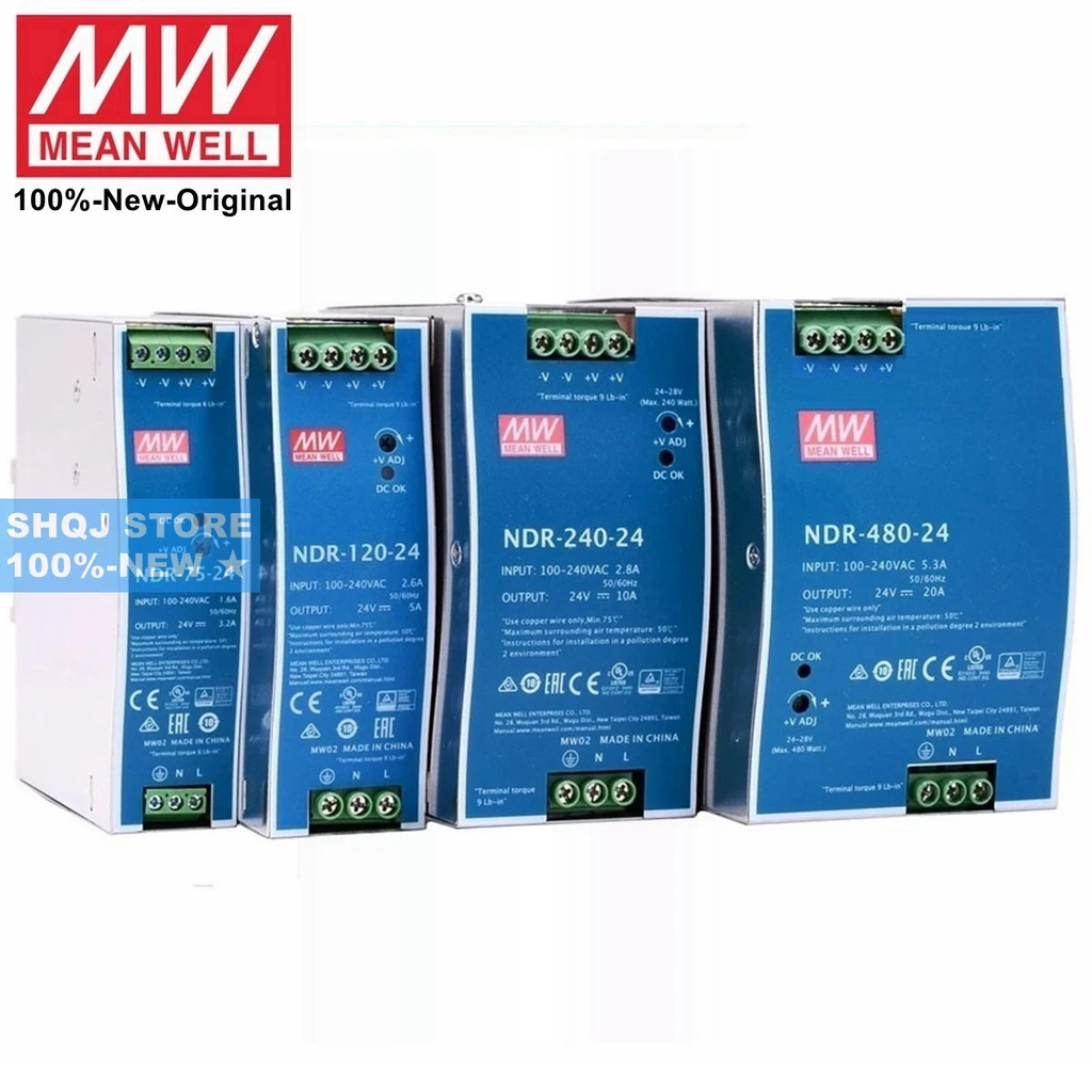 MEAN WELL 100% -NEW NDR-75 NDR-120 NDR-240 75W 120W 12V 24V 48V DIN RAIL Bộ nguồn MPBL series meanwe