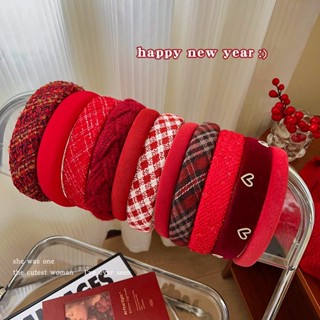 Băng Đô Nhung Đỏ Thời Trang Thanh Lịch Năm Mới Rộng Vành Tóc Nữ Rửa Mặt Vòng Tóc