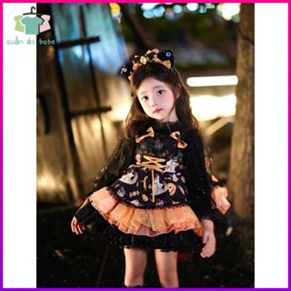  Halloween nhỏ bí ngô cos váy liền cho bé gái váy công chúa Lolita Váy trẻ em trang phục biểu diễn 