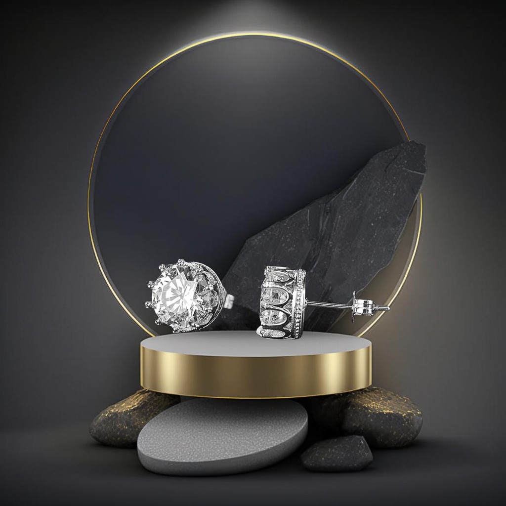 Bông tai NPJ nam và nữ đính đá chủ 8li siêu sáng B60100