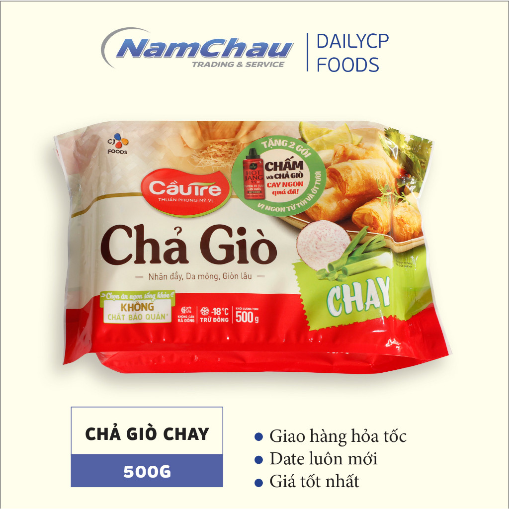 Chả giò chay Cầu Tre (CJ Food) gói 500gr/ chiên rán tiện lợi/ ship hỏa tốc HN