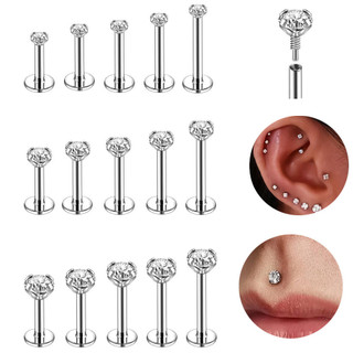  1pc 18G Labret Lip Piercing Thép không gỉ Labret Xuyên Xoắn Ốc Ốc Sụn Xuyên Bông Tai Ren Bên Trong Tai 5   6   7   8   10mm 