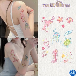 Hồng Nhỏ Cá Heo Họa Tiết Hình Xăm Gợi Cảm Cánh Tay Cô Gái Hình Xăm Chống Thấm Nước Miếng Dán Hình Xăm Kéo Dài Trong 7 Ngày Da Tạm Thời Giả Hình Xăm