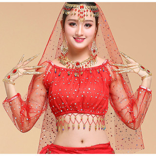 Trang phục biểu diễn múa Ấn Độ mẫu mới trang phục biểu diễn múa phong cách dân tộc múa Tân Cương áo dài tay chấm màu múa bụng mẫu mới