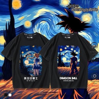 Áo Phông Nam In Chữ Nhật - Áo Thun Unisex Sailor Moon Dragon Ball Van Gogh starry sky Form Rộng Siêu HOT 2024 Cực cotton