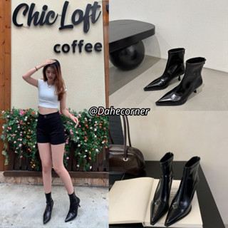  Giày Boot Nữ Cao Gót Mũi Nhọn Đế 7cm Có Khóa Kéo Bốt Martin Cổ Ngắn Phong Cách Hàn Quốc Sang Trọng BNTQ16 Dahe Corner 