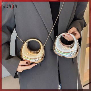 Túi đeo chéo dây xích nữ WOADA Ví nhỏ Acrylic Kim loại Luster Tiệc nửa mặt trăng Túi xách nữ Túi xách sang trọng VN