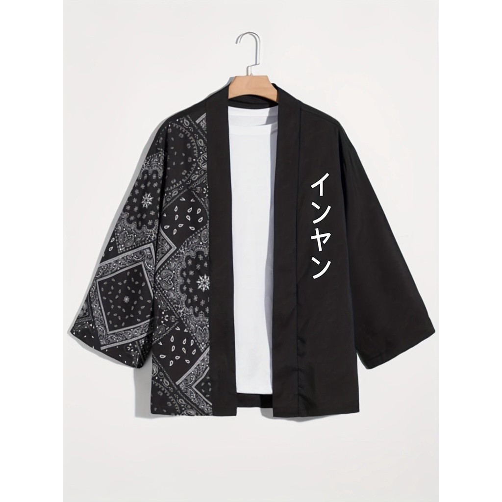 Áo sơ mi nam họa tiết Paisley dáng rộng phong cách Nhật Bản, Kimono Nhật Bản thông thường, quần áo n
