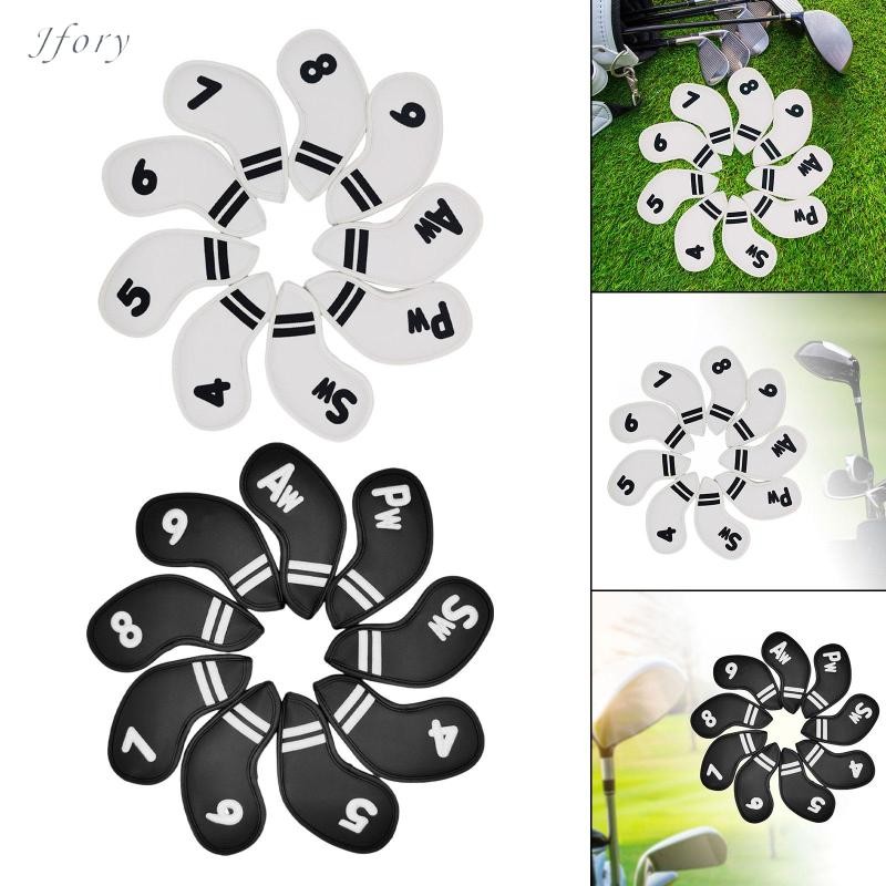 Jfory 9x Golf Club Head Covers PU Leather Club Covers Set Golf Club Protectors