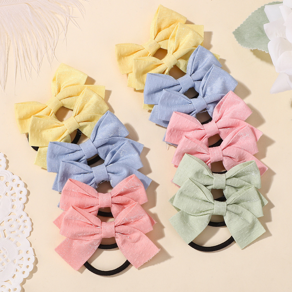 20 Cái / bộ Dây Buộc Tóc Co Giãn Cho Trẻ Em Bé Gái Scrunchies Phụ Kiện Tóc Nơ Dây Cao Su Mũ Đội Đầu 