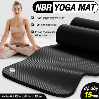 [MALL] Thảm tập gym yoga siêu dày 15mm tập thể dục tại nhà, Thảm cao su NBR, nhiều màu sắc