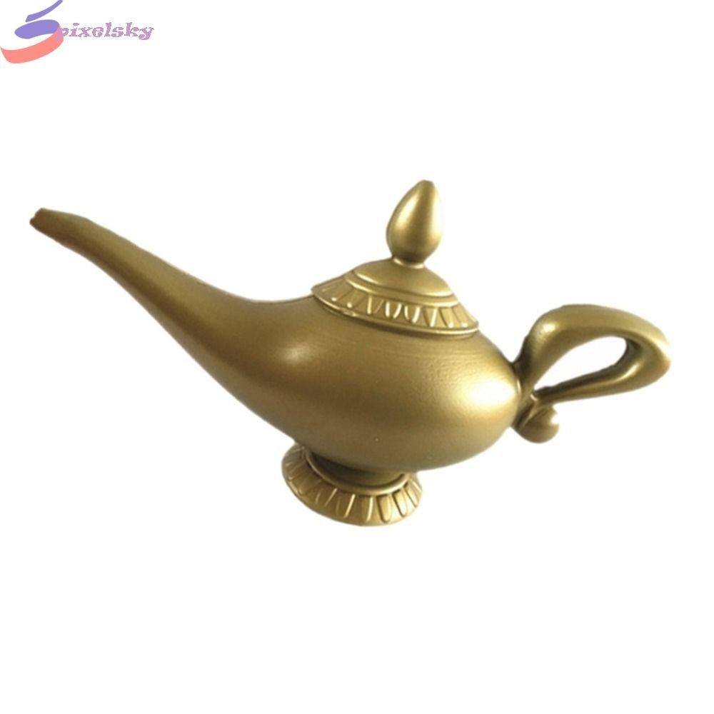 PIXELSKY Aladin Đèn Thu Nhỏ, Hàng Thủ Công Handmade Aladin Lamp Prop, Nhựa Sống Động Đế Tròn Nhà