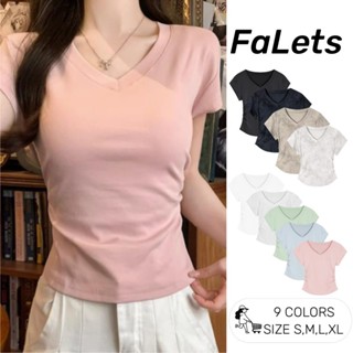 100% cotton Áo baby tee Áo Thun ôm body nữ cổ chữ V màu hồng thiết kế thời trang form slim-fit