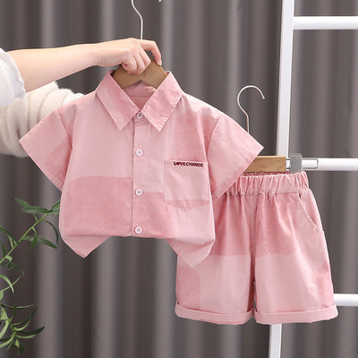 Set Bộ Áo Sơ Mi Tay Ngắn In Màu Hồng Quần Đùi ChoBé Trai 1-5 Tuổi MINTSCLOSET Quảng Châu - TN3607