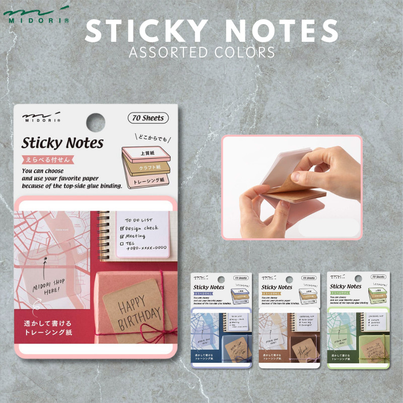 Midori Selectable Sticky Notes - Assorted Colors