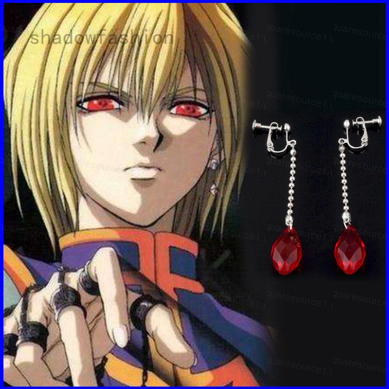 SS Hunter X Hunter Kurapika Cosplay chống đỡ bông tai handmade một mảnh màu đỏ Anime