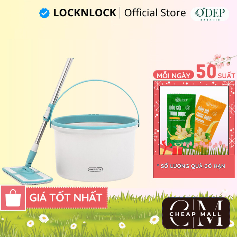 Bộ cây lau nhà thông minh SWEEPY LocknLock 2.5L Chính hãng tự động tách nước bẩn Màu trắng ETM973 - 