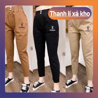  Quần Baggy Đũi Nữ Bigsize  Quần Đũi Nữ Dài Thêu Chữ Chất Đũi Xước Co Giãn Thoáng Mát Leg66 