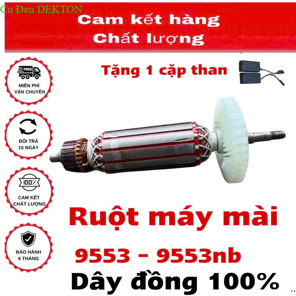 Rotor Máy Mài MAKITA 9553 9553B 9553NB - Ruột Mài MAKITA 9553NB - Dài 152mm - Thân 32mm .. Cu Đen DE