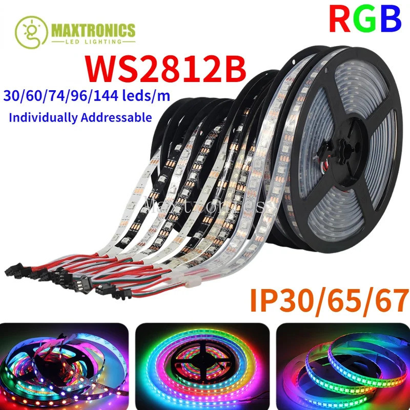 Dải Led DC5V WS2812B 30 / 60 / 74 / 96 / 144 led / m Smart RGB Đen / Trắng PCB IP30 / 65 / 67 WS2812