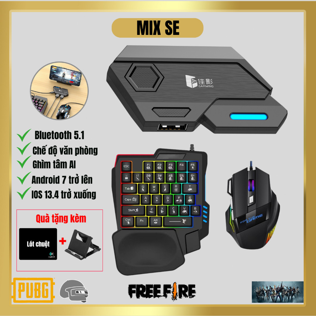 Bộ chuyển đổi chơi game MIX SE kết nối bluetooth 5.0 không độ trễ chơi PUBG Mobile Free Fire CFM COD
