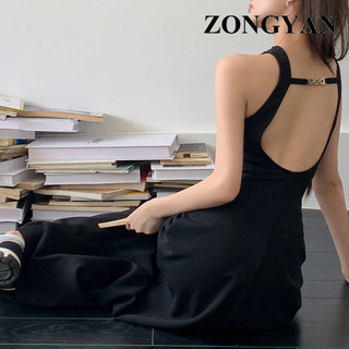 Đầm Lovito hở lưng màu trơn thường ngày cho nữ LNA21062 (màu đen)