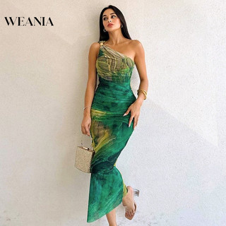 Váy xếp ly một vai nữ WEANIA