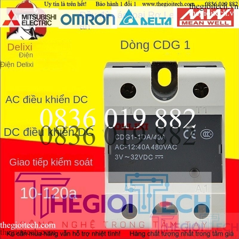 Relay SSR Delixi CDG1-1DD60A Điều Khiển Một Pha DC AC, Rơ le Rắn - DC ĐK DC