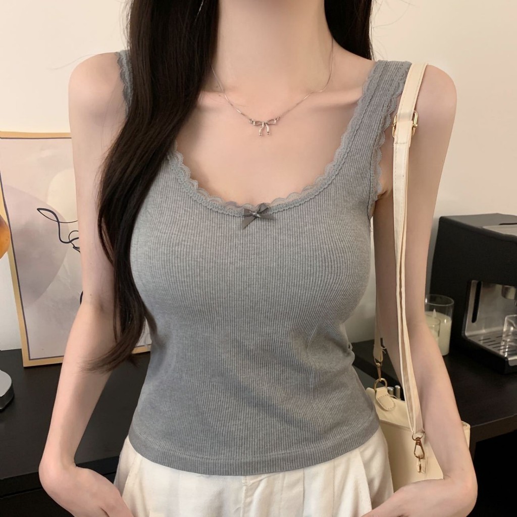 Liền Mạch Gợi Cảm Xe Tăng Có Miếng Lót Ngực Ren Suspender Vest Nữ Mùa Hè Đệm Camisoles