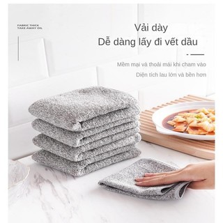 Tre than sợi khăn đĩa sợi tre món ăn vải nhà bếp làm sạch cọ rửa miếng lót thấm hút đĩa vải khăn đĩa