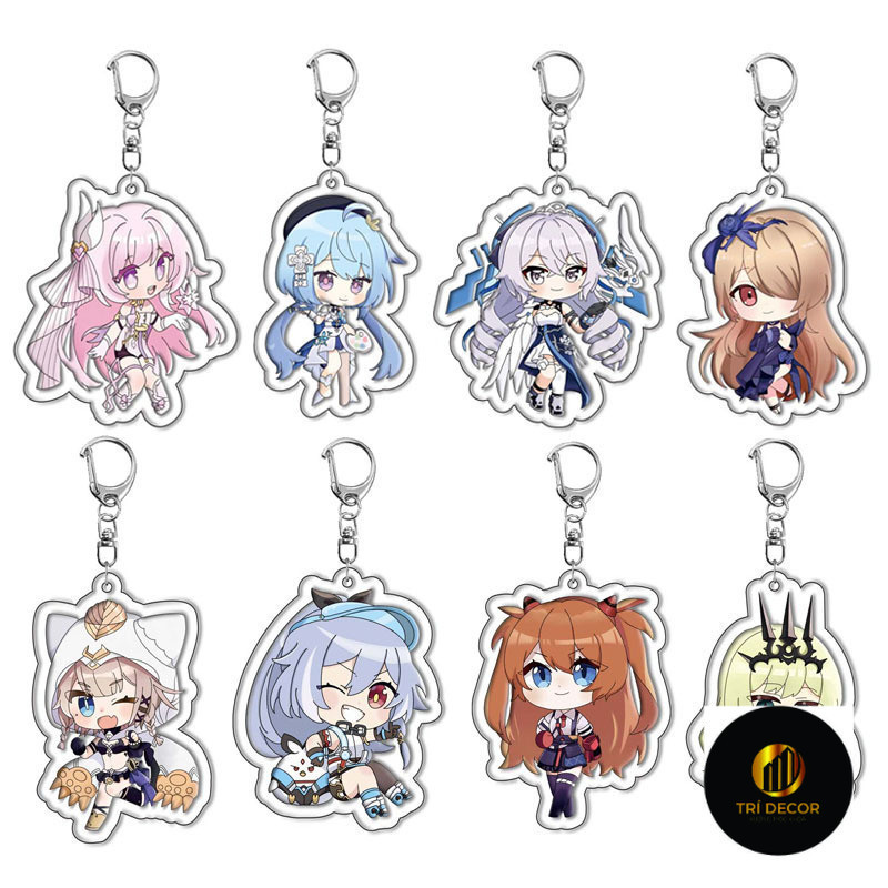 Móc Khoá, Standee, Tranh Kính Mô Game Honkai Impact Anime Figure Elysia Kiana Kaslana Trang Trí Bàn 