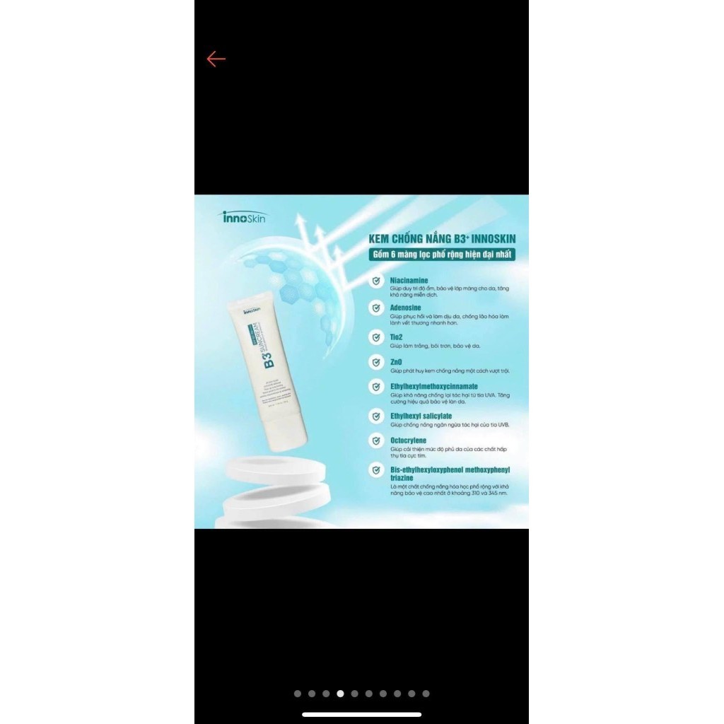 Kem chống nắng Innoskin b3 xanh