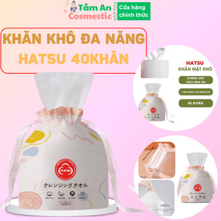 Khăn lau mặt khô đa năng hatsu cuộn 40 miếng khăn 100% cotton tự nhiên mềm mịn, cuộn hatsu
