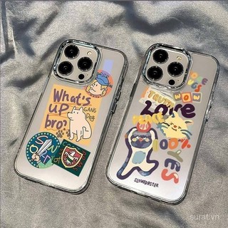 Ốp điện thoại con chó con cá tính kiểu Mỹ Ốp điện thoại iPhone Tương thích iPhone 11promax xr 12 14 15 13 promax xsmax Ốp bảo vệ điện thoại 7/8plus 11pro 15 14 13 12 pro xs chống sốc Khung ống kính mạ điện trong suốt bid