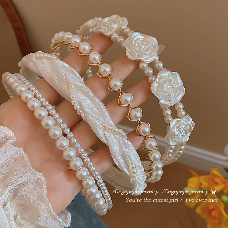 Ngọc Trai Pháp Băng Đô Nữ Pháp Cao Cấp Cảm Biến Áp Lực Băng Đô Phụ Kiện Tóc