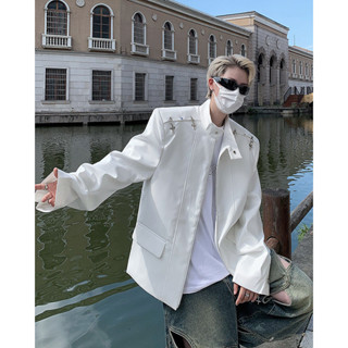 Áo khoác nam VUNC xu hướng mới khóa máy bay kim loại thích hợp thiết kế áo khoác đệm vai cảm giác