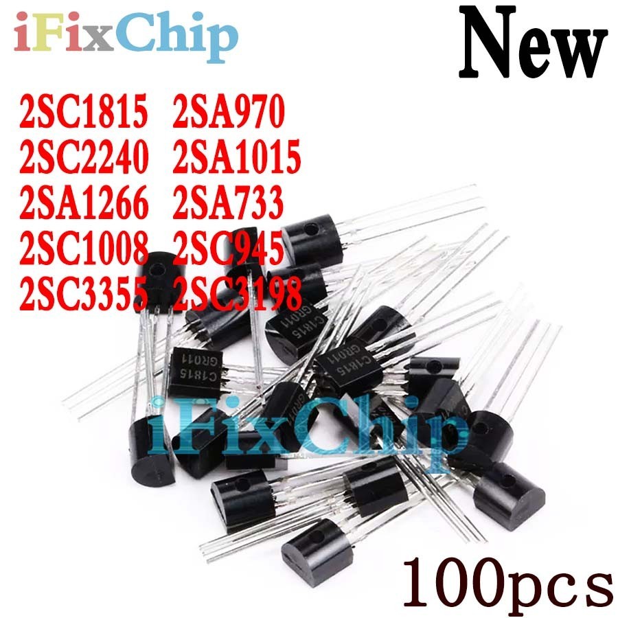 Bộ 100 Linh Kiện Điện Tử 2SC1815 2SC3198 2SC945 2SA1015 2SA1266 2SA733 TO-92 C1815 C3198 C945 A1015 